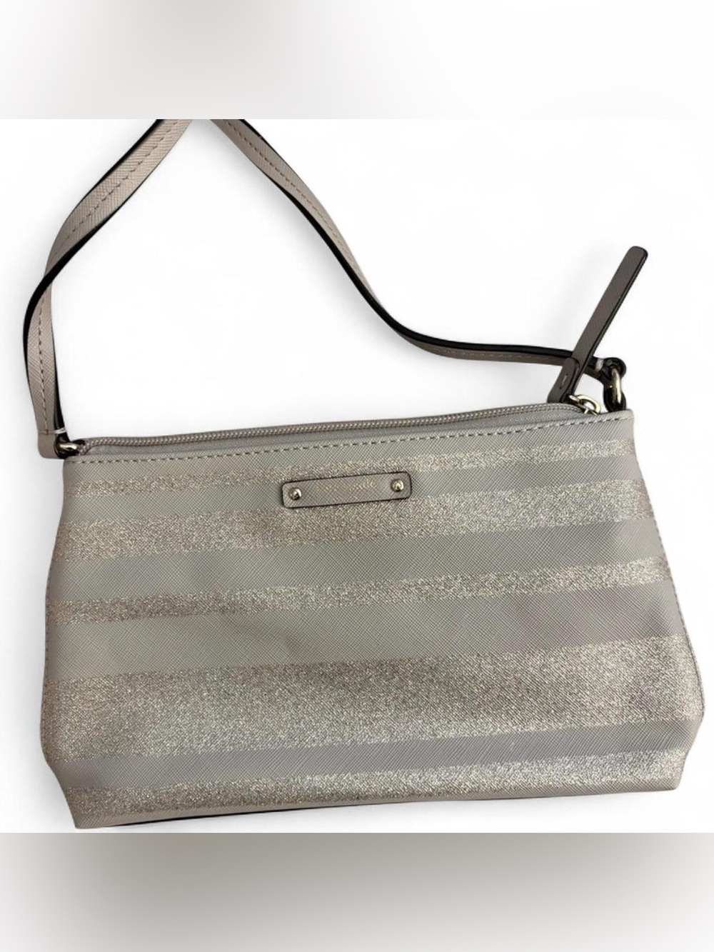 kate spade Metallic Stripe Taupe Crossbody Bag
